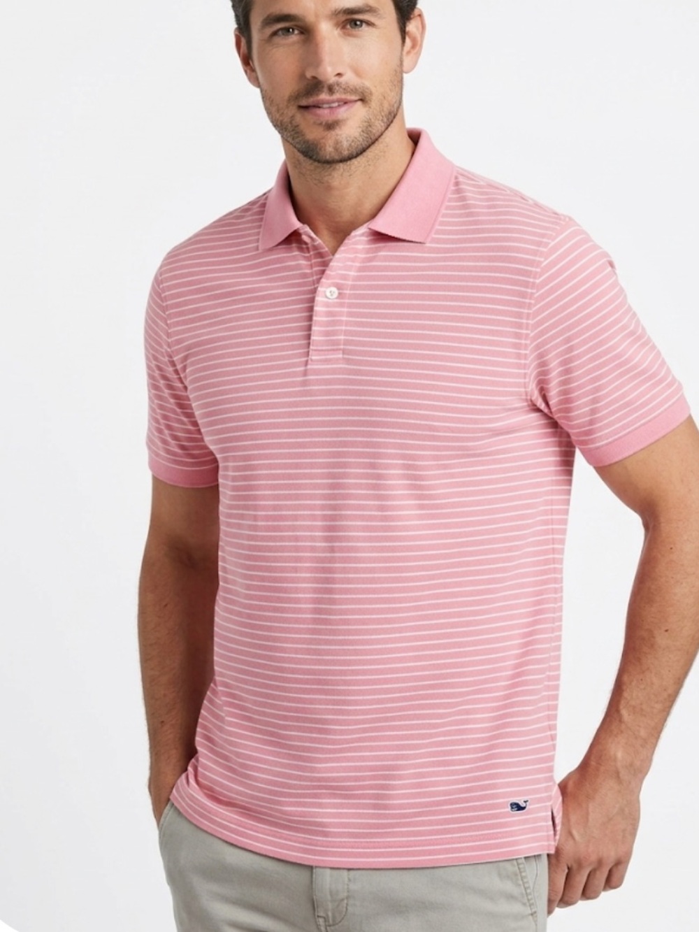 Vineyard Vines Men’s Salmon Pink Striped Polo